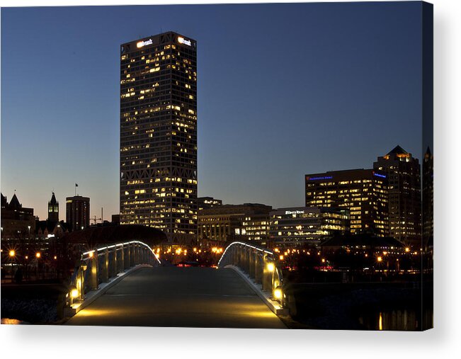 Bridge Acrylic Print featuring the photograph Bridge into Milwaukee by Deborah Klubertanz