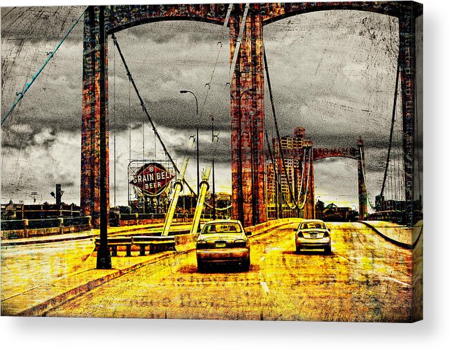 Mississippi River Acrylic Print featuring the digital art Bridge over the Mississippi by Susan Stone