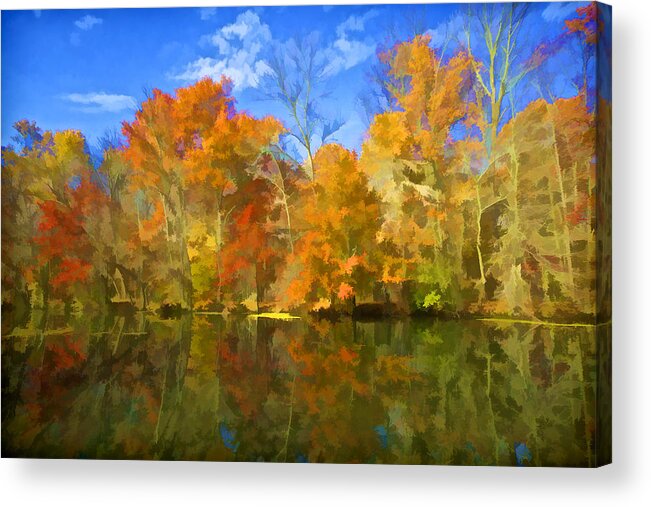 1834 Acrylic Print featuring the photograph Brilliant Bright Colorful Autumn Trees on the Canal by David Letts