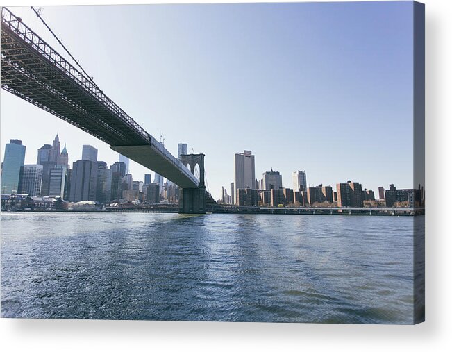 Lower Manhattan Acrylic Print featuring the photograph Brooklyn Bridge And Lower Manhattan by Tuan Tran