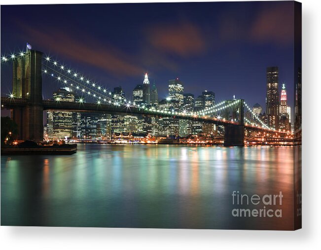 America Acrylic Print featuring the photograph Brooklyn Bridge by Henk Meijer Photography