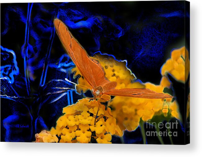 Butterfly Garden Acrylic Print featuring the digital art Butterfly Garden 22 - Julia Heliconian by E B Schmidt
