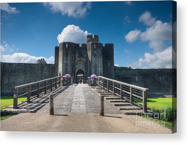 Caerphilly Castle Acrylic Print featuring the photograph Caerphilly Castle Main Gate by Steve Purnell