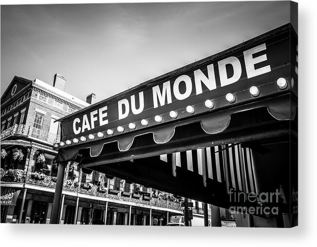 America Acrylic Print featuring the photograph Cafe Du Monde Black and White Picture by Paul Velgos