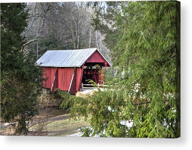Covered Bridge Acrylic Print featuring the photograph Campbell's Covered Bridge-1 by Charles Hite