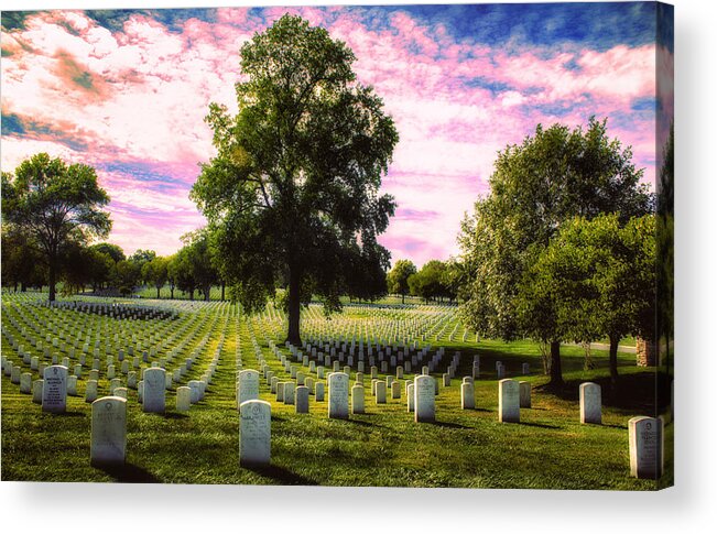 Cemetery Acrylic Print featuring the photograph Candy Colored Graveyard Skies by Bill and Linda Tiepelman