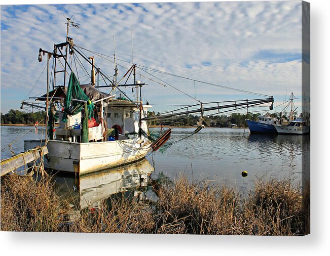 Shrimp Boat Photo Acrylic Print featuring the photograph Capt Nic at the Dock by Lynn Jordan