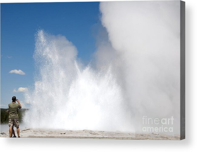 Yellowstone Acrylic Print featuring the photograph Capturing a geyser by Brenda Kean