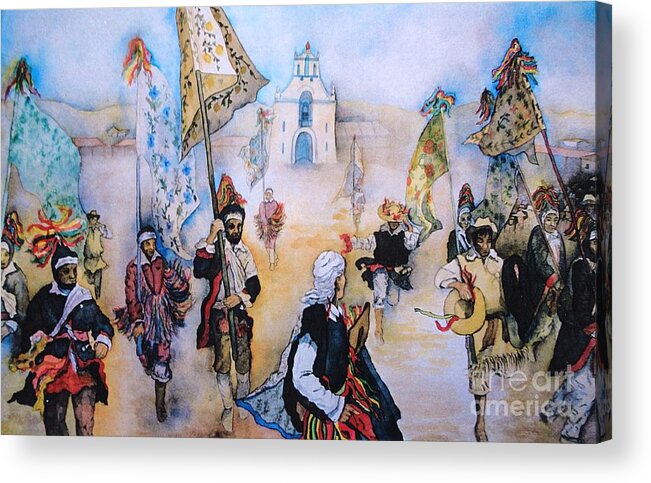 Carnevale Acrylic Print featuring the painting Carnaval in Chiapas II by Dagmar Helbig