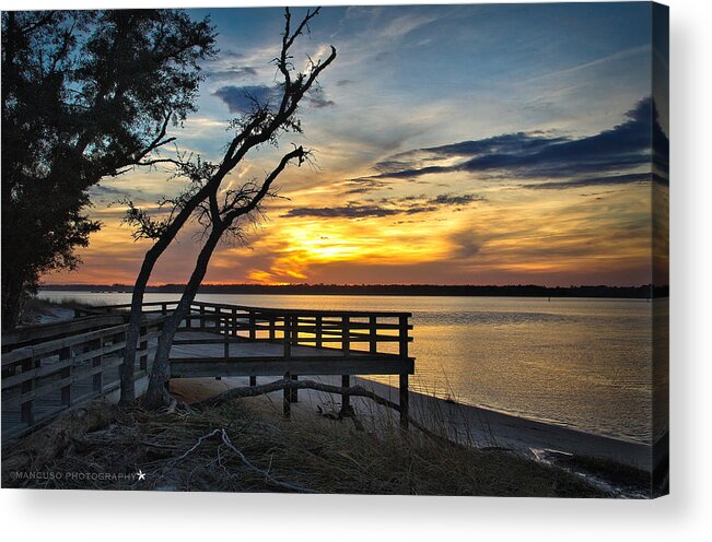 Sunset Acrylic Print featuring the photograph Carolina Beach River Sunset by Phil Mancuso