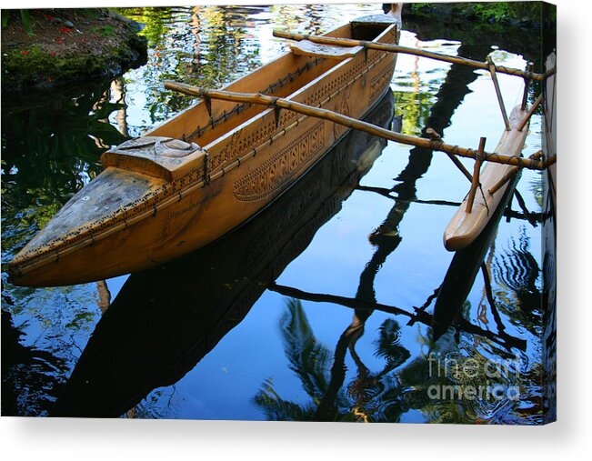 Hawaii Acrylic Print featuring the photograph Carved Canoe by Jennifer Alba