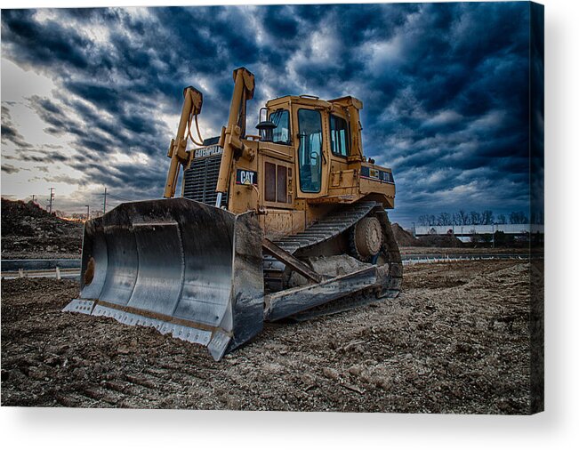 Bulldozer Acrylic Print featuring the photograph Cat Bulldozer by Mike Burgquist