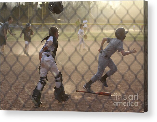 Baseball Acrylic Print featuring the photograph Catcher in Action by Chris Thomas