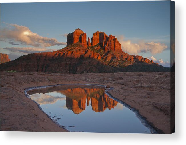 Cathedral Rock Acrylic Print featuring the photograph Cathedrals' Reflection by Tom Kelly