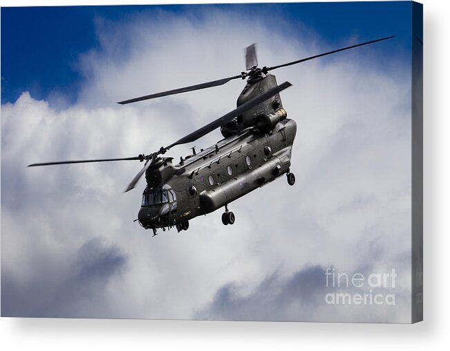 Raf Chinook Acrylic Print featuring the digital art CH47 Chinook by Airpower Art