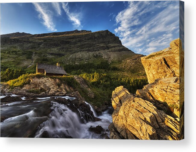 Chalet Acrylic Print featuring the photograph Chalet at the falls by Mark Kiver