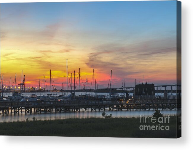 Sunset Acrylic Print featuring the photograph Charleston Harbor Sunset by Dale Powell