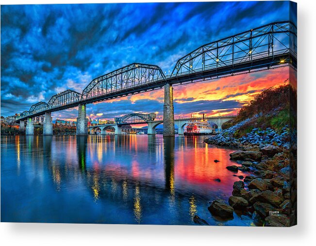 Chattanooga Acrylic Print featuring the photograph Chattanooga Sunset 3 by Steven Llorca