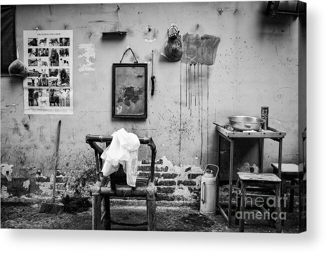 Chengdu Acrylic Print featuring the photograph Chengdu Street Barber by Dean Harte