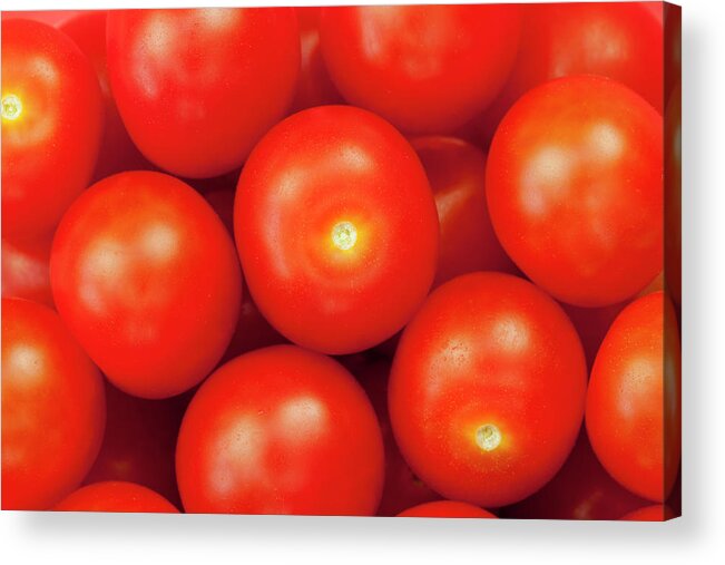 Large Group Of Objects Acrylic Print featuring the photograph Cherry Tomatoes by Andrew Dernie