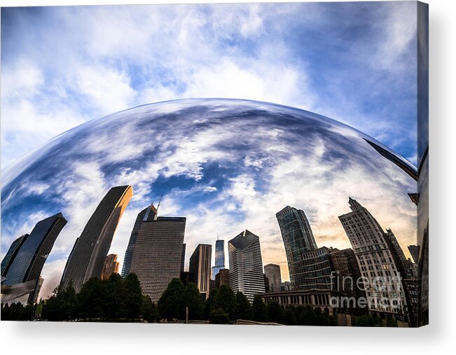 Bean Acrylic Print featuring the photograph Chicago Bean Cloud Gate Skyline by Paul Velgos