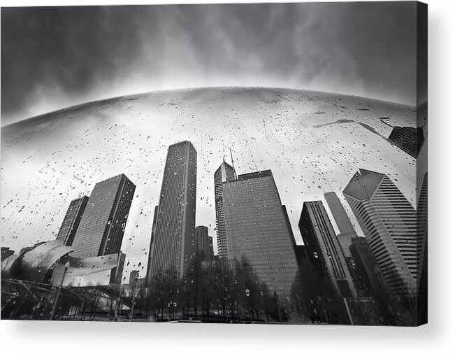 Chicago Acrylic Print featuring the photograph Chicago Black and White Photography by Darius Aniunas