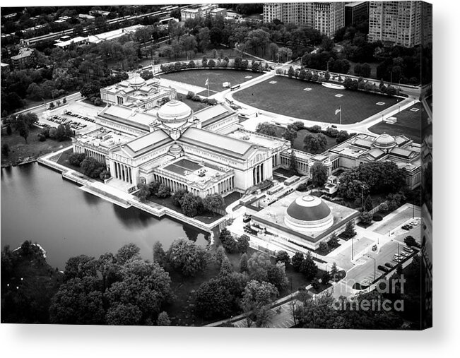 America Acrylic Print featuring the photograph Chicago Museum of Science and Industry Aerial View by Paul Velgos