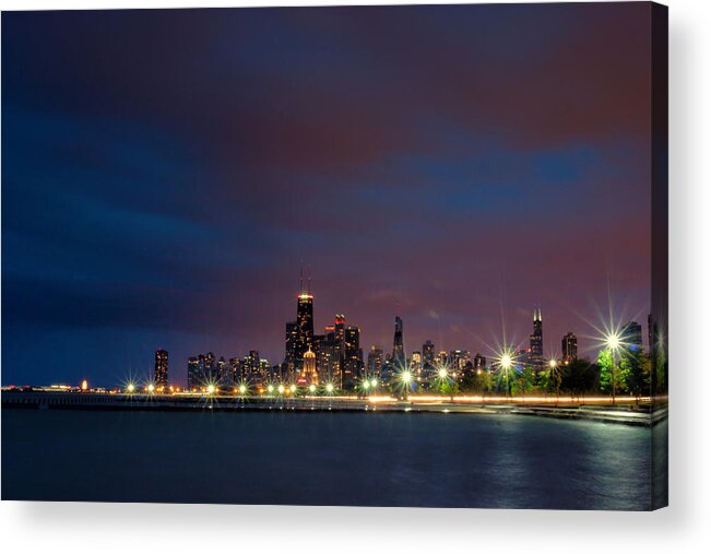 Chicago Acrylic Print featuring the photograph Chicago Skyline at Night by Lauri Novak