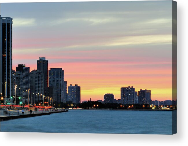 Tranquility Acrylic Print featuring the photograph Chicago Sunset by Bruce Leighty