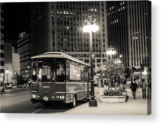 Transportation Acrylic Print featuring the photograph Chicago Trolly Stop by Melinda Ledsome
