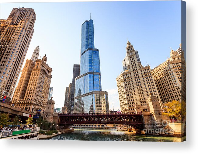 America Acrylic Print featuring the photograph Chicago Trump Tower At Michigan Avenue Bridge by Paul Velgos