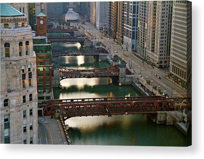 Chicago Acrylic Print featuring the photograph Chicago's Bridges @ Sunrise by John Babis