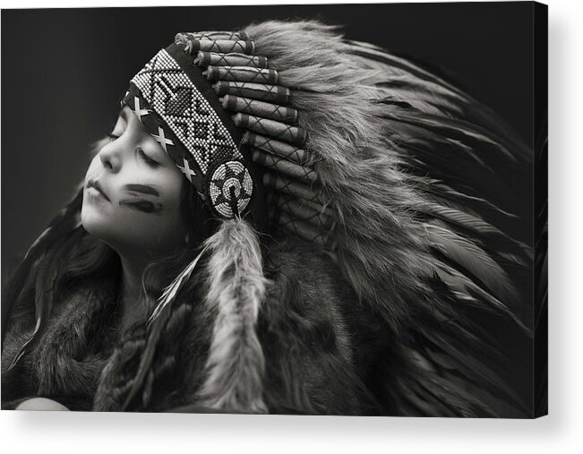 Native American Acrylic Print featuring the photograph Chief Of Her Dreams by Carmit Rozenzvig