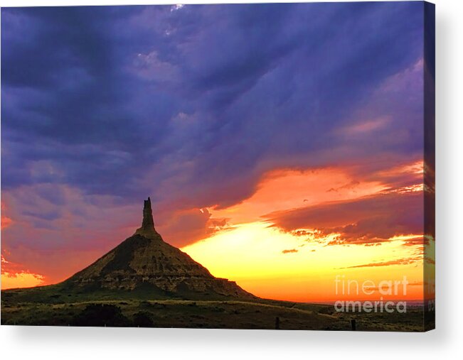 Chimney Rock Acrylic Print featuring the photograph Chimney Rock Nebraska by Olivier Le Queinec