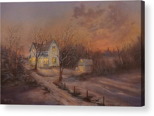  Christmas Acrylic Print featuring the painting Christmas at the Farm by Tom Shropshire