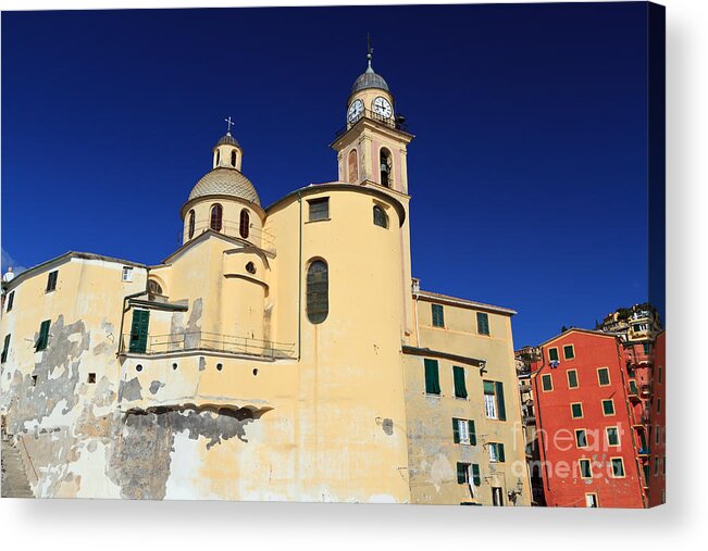 Ancient Acrylic Print featuring the photograph Church in Camogli by Antonio Scarpi