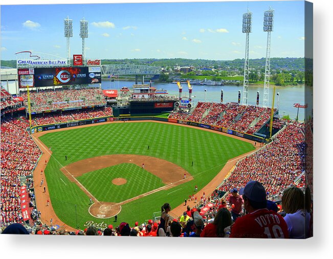 Baseball Acrylic Print featuring the photograph Cincinnati Reds Stadium by Kathy Barney