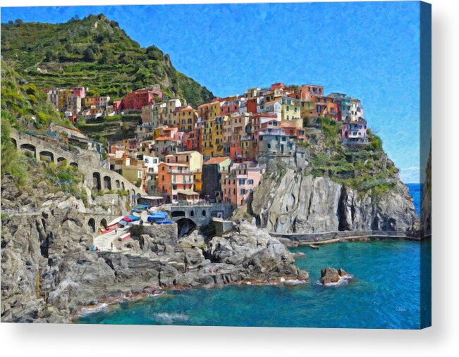 Cinque Terre Acrylic Print featuring the painting Cinque Terre Itl3403 by Dean Wittle