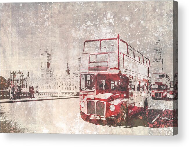British Acrylic Print featuring the photograph City-Art LONDON Red Buses II by Melanie Viola