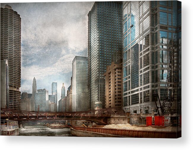 Chicago Acrylic Print featuring the photograph City - Chicago IL - Building a new city by Mike Savad