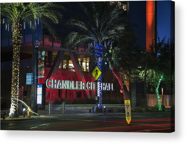 Chandler Acrylic Print featuring the photograph City Hall in Chandler Arizona by Dave Dilli