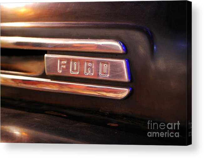 Ford Acrylic Print featuring the photograph Classic Americana Retro Ford Truck Logo by Shawn O'Brien