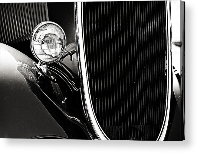 Antique Acrylic Print featuring the photograph Classic Car Grille Black and White by M K Miller