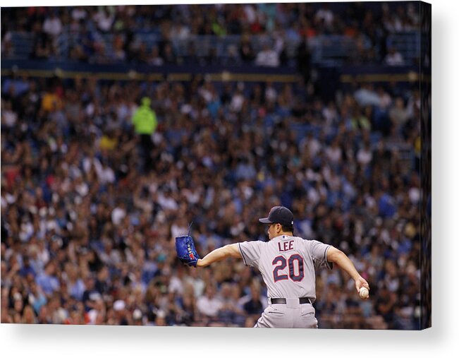 American League Baseball Acrylic Print featuring the photograph Cleveland Indians V Tampa Bay Rays by Brian Blanco