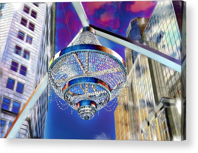 Playhouse Square Acrylic Print featuring the photograph Cleveland Playhouse Square Outdoor Chandelier - 1 by Mark Madere
