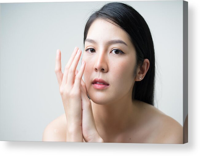 People Acrylic Print featuring the photograph Close up portrait asian female for beauty product by Skaman306