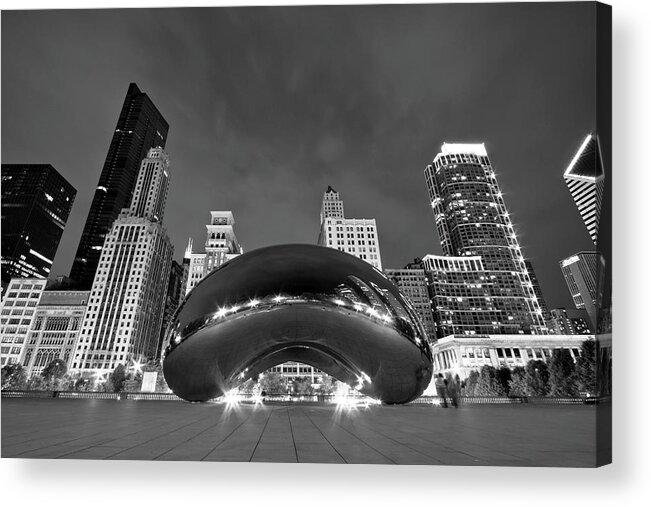 3scape Acrylic Print featuring the photograph Cloud Gate and Skyline by Adam Romanowicz