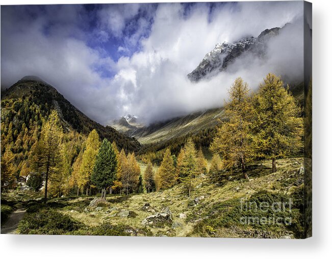  Pontresina Acrylic Print featuring the photograph Clouds of Pontresina Switzerland by Timothy Hacker