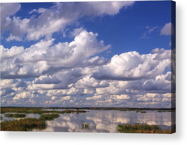 Kansas Acrylic Print featuring the photograph Clouds over Cheyenne Bottoms by Rob Graham