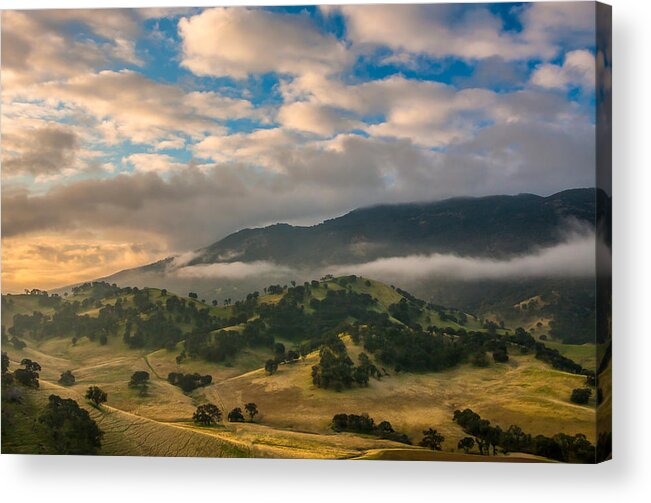 Landscape Acrylic Print featuring the photograph Clouds Over Hills At Sunrise by Marc Crumpler